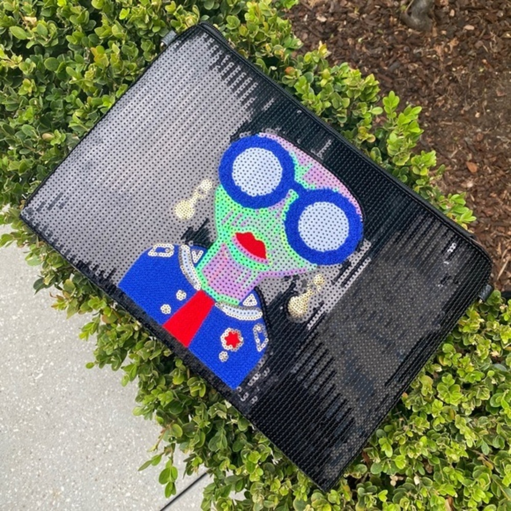 Black sequin clutch bag